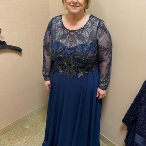 Xscape Navy Blue Embellished Wedding Dress
